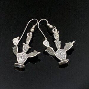 Prickly Pear Cactus Western Southwest Sterling Silver Vintage Earrings J519
